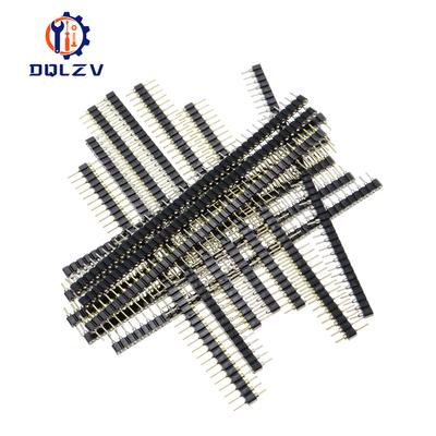 5PCS 1*40Pin 2.54MM Pitch Single Row Female/Male SMD Straight Needle Round Hole Pin Header Copper Foot Gold-Plated