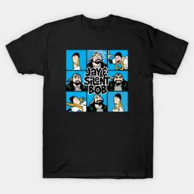 Jay And Silent Bob As The Brady Bunch Funny Sitcom Poster Cosplay Black T-Shirt