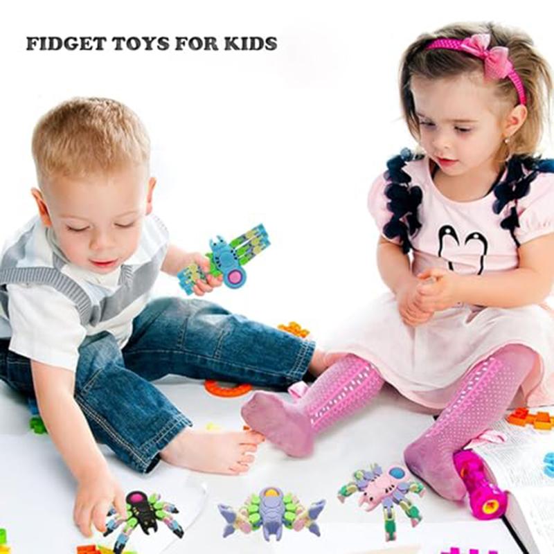 Transformable Chain Spider Fidget Spinners Funny Stress Relief for ADHD Autism Sensory Fingertip Toys Adult Kids Gifts