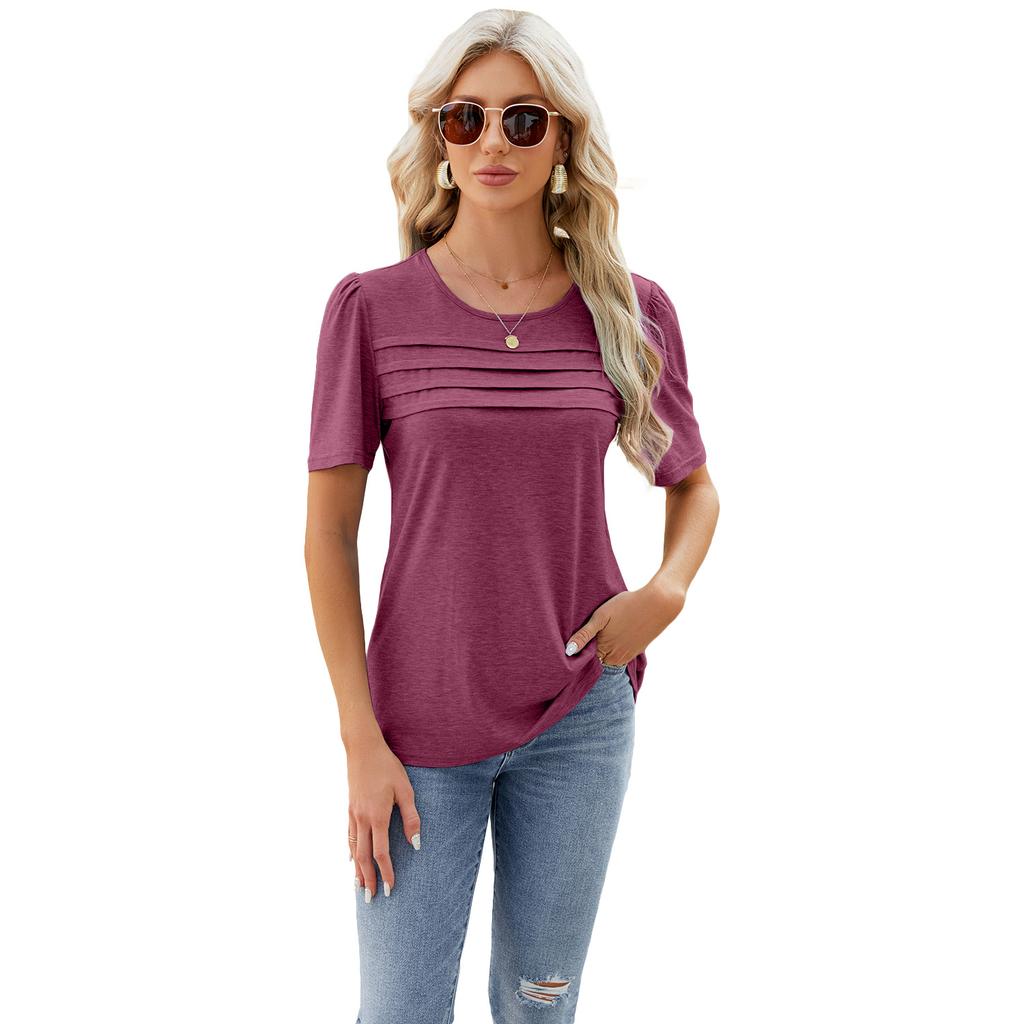 Spring And Summer New Style Daily Comfortable Basic Short Style Loose Short Sleeved T-Shirt Top Vest For Women