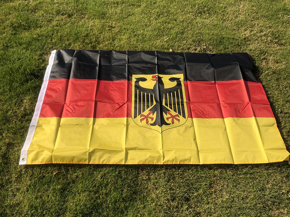 (HIMMELSFAHNE)Deutschland Nationalwappen Flagge 3x5 Fuß 90x150cm doppelte Durchdringung Polyester Hängend Deutschland Nationalwappen Flaggenbanner