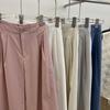 Summer KoreanStyle Pink HighWaist Relaxed Women's Pants  Draped StraightLeg WideLeg 9/10 Length Loose Trousers