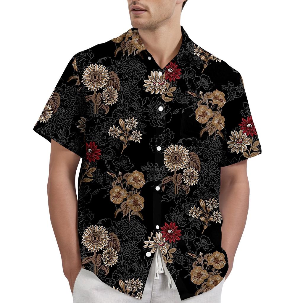 Retro Bohemian Print - Men's Casual Short Sleeved Shirt