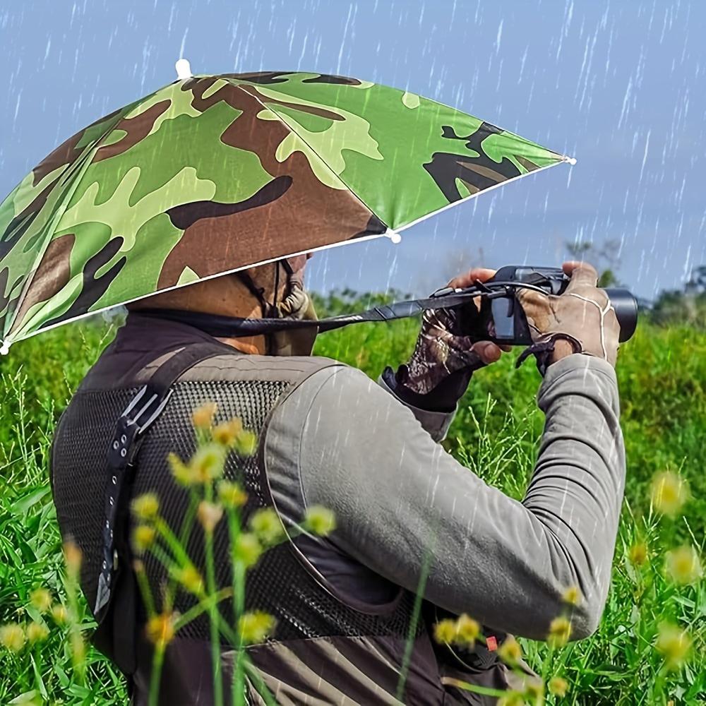 Foldable Headwear Umbrella Portable Waterproof Fishing Hat 55CM Hands-Free Rain Hat For Hiking Camping Camouflage Umbrella Adult