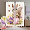 2D flat printing 2pcs Curtain Party Curtains Spring Squirrel with Flowers Digital Printed Polyester Drapes Birthday Party
