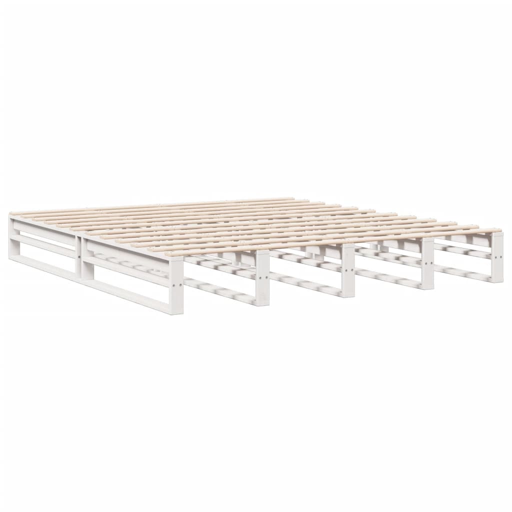 Solid Wood Bed with Shelf Without Mattress White 180 x 200 cm Pine