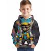 Boys' 3D digital printed hooded sweatshirt, elastic casual pullover, random urban street style design