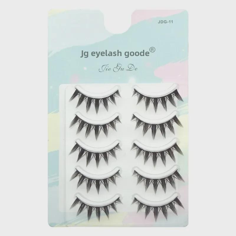 Japanese Devil Style False Eyelashes B55 - Sharp Tail, Thick Slender Design for a Cute or Royal Sister Look