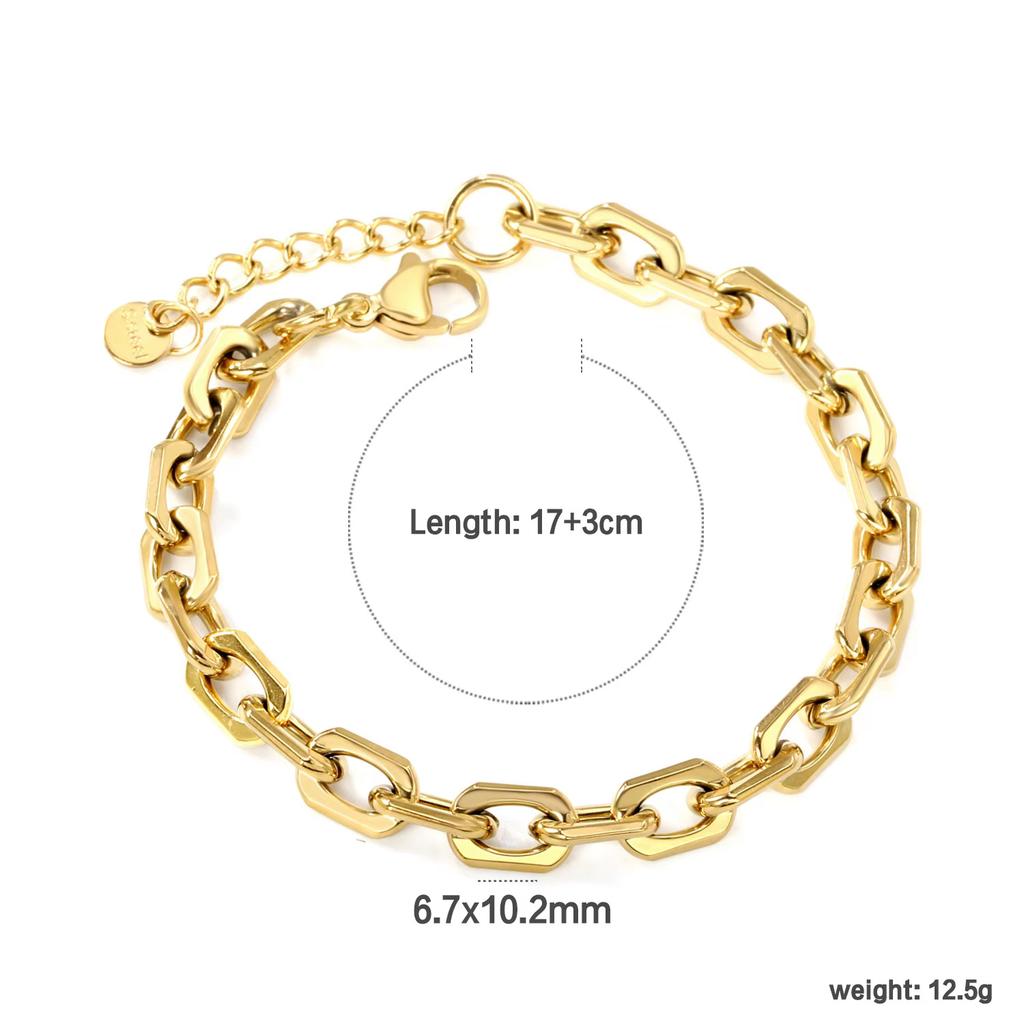Stainless Steel Bracelet Metal Thick Chain 18K Gold Plated Bracelet Jewelry