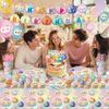Geburtstagsparty Dekorationen Set Knödel Banner Kulisse Kuchenaufsätze Hängende Spiralen Stressabbau Motto Party Zubehör