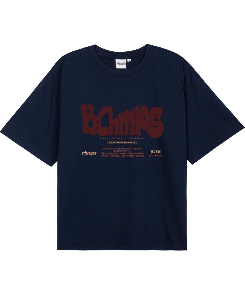 BORN CHAMPS [6 Colors] [Cool Cotton] Vgt Bold Motiona Oversized Short Sleeve T-Shirt B25St49 (B Type)
