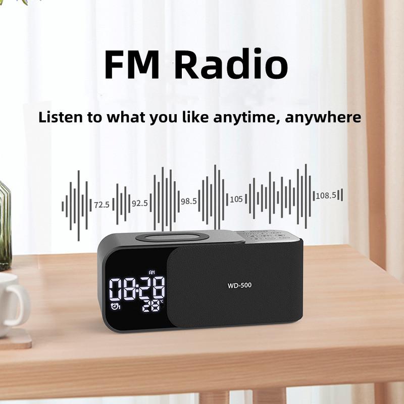 15W wireless charging Dual alarm clock home Bluetooth speaker with night light Bluetooth subwoofer temperature display FM/TF/AUX