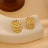 High-End Metal Heart Butterfly Flower Earrings with Exaggerated Pleated Texture