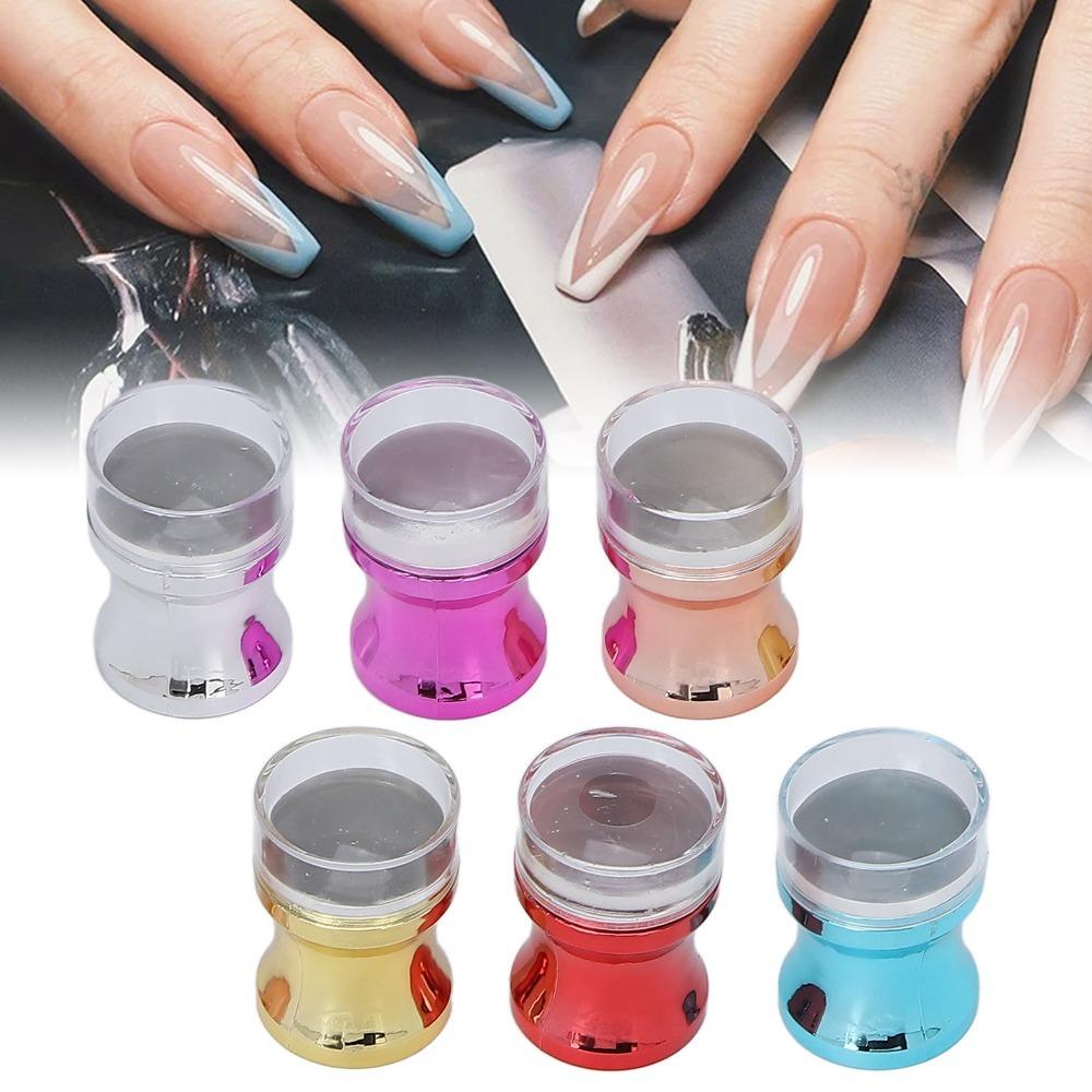 6pcs Silicone Manicure Stamper 6 Colors Clear Jelly Stamper Nail Art Stamper For Home Salon