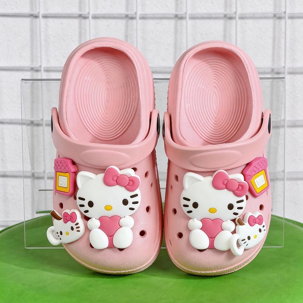 

Sanrio Children Slippers Hello Kitty Garden Shoes Kawaii Kids Sandal Beach Shoes Slippers Home Shoes Casual Shoes 19-20(Inner 14cm) розовый