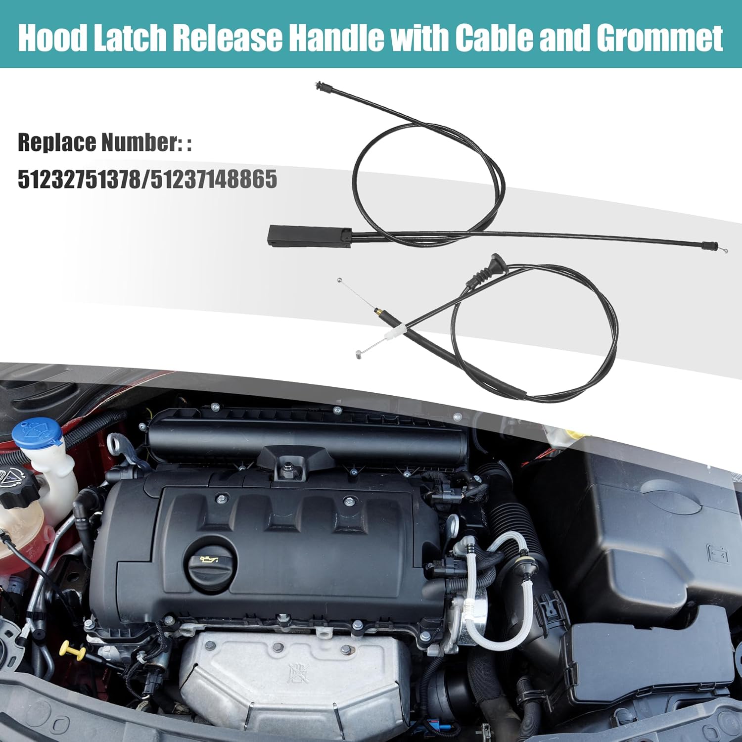 

ACROPIX Hood Latch Release Cable Fit for Mini Cooper 2007-2015 No.51232751378/51237148865 - Pack of 2