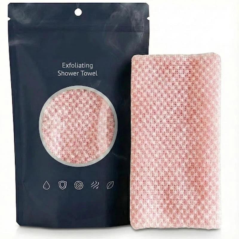 1Pcs Exfoliating Nylon Bath Towel Black Check Deep Clean Body Scrub Soft Comfortable Shower Towel For Home Skin Care