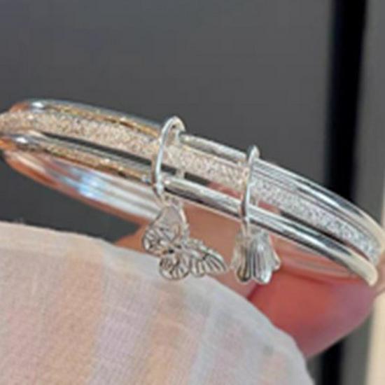 Butterfly Nickel Silver-Plated Bangle - Three Lives, Two Worlds Bracelet: Valentine's Gift for Her