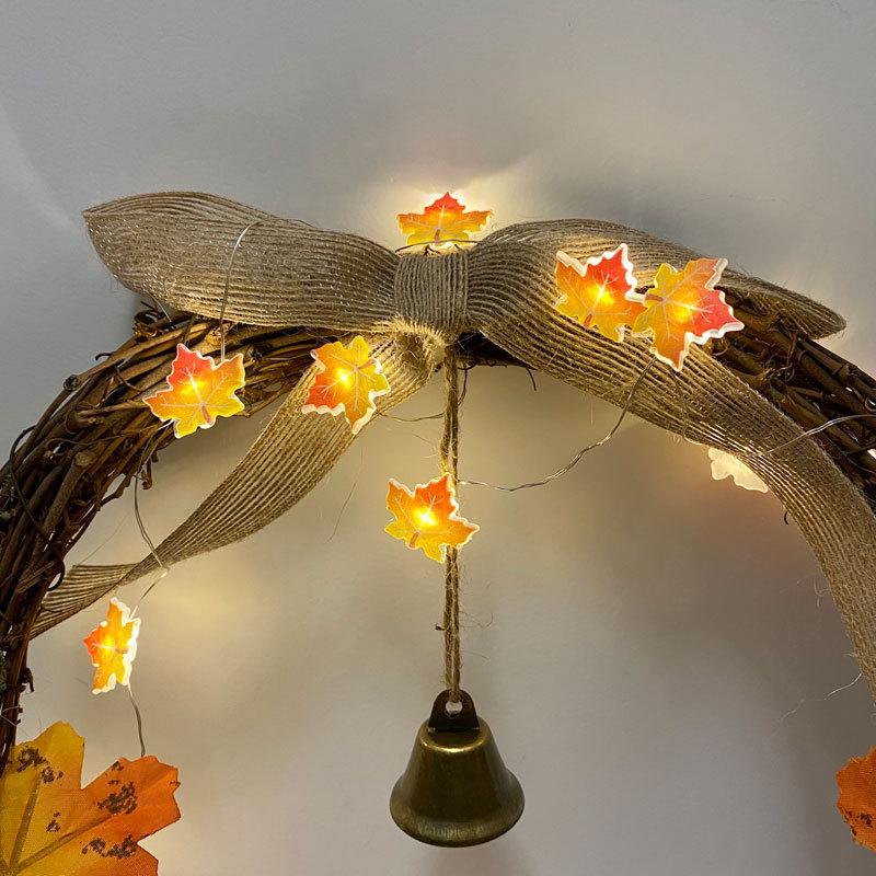 Halloween Pumpkin & Maple Leaf Copper String Lights: Decorative Night Lights for Thanksgiving & Ghost Festival