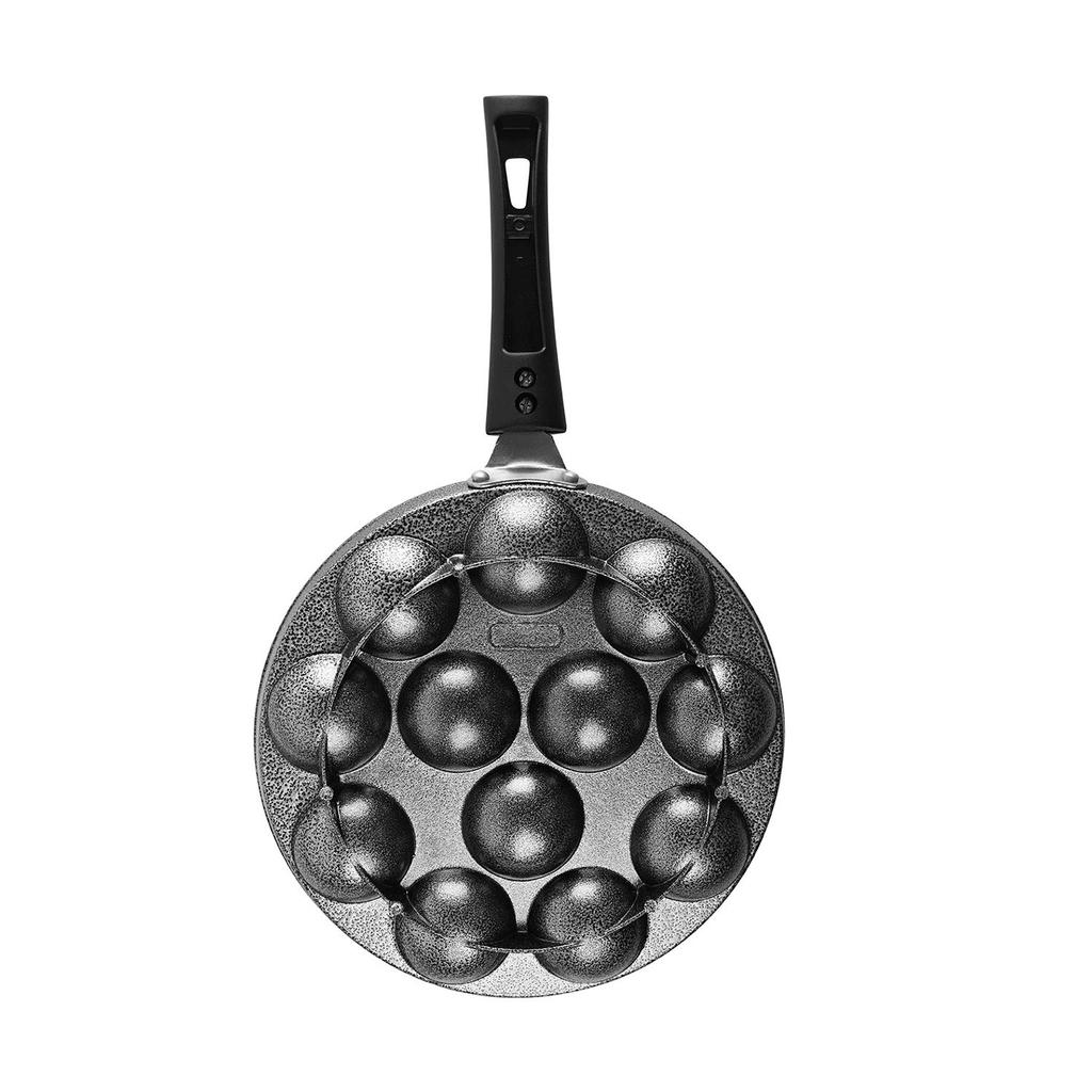 CELLO Non Stick 12 Cavity Appam Pan For Low Oil Cooking With Lid And Handle For Easy Use