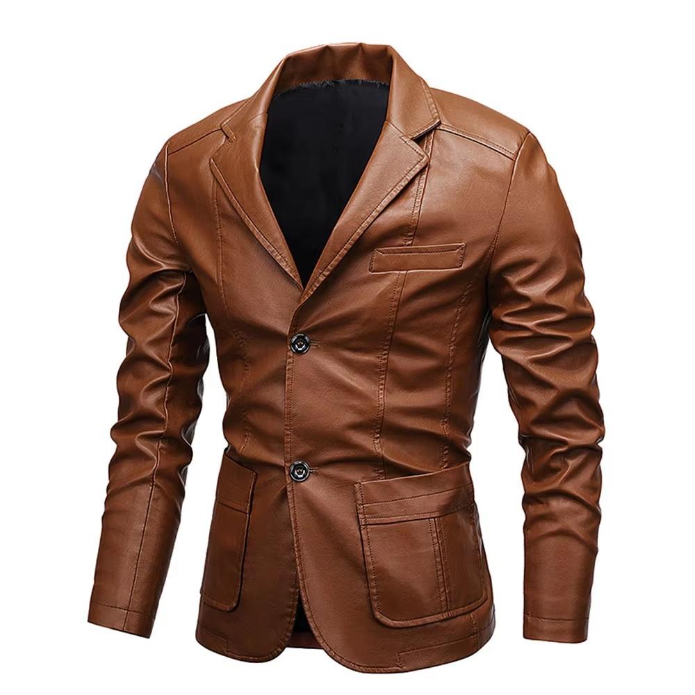 

Мужские куртки из искусственной кожи для мужчин, осенняя куртка с отложным воротником на пуговицах, деловое пальто, байкерская куртка для мотоциклистов, облегающая 6XL жёлтый