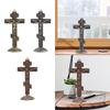 Christian Wall Mounted Ornament Antique Catholic Gifts Crucifix Wall Crosses for Bedroom Fireplace Tabletop Home Ornament