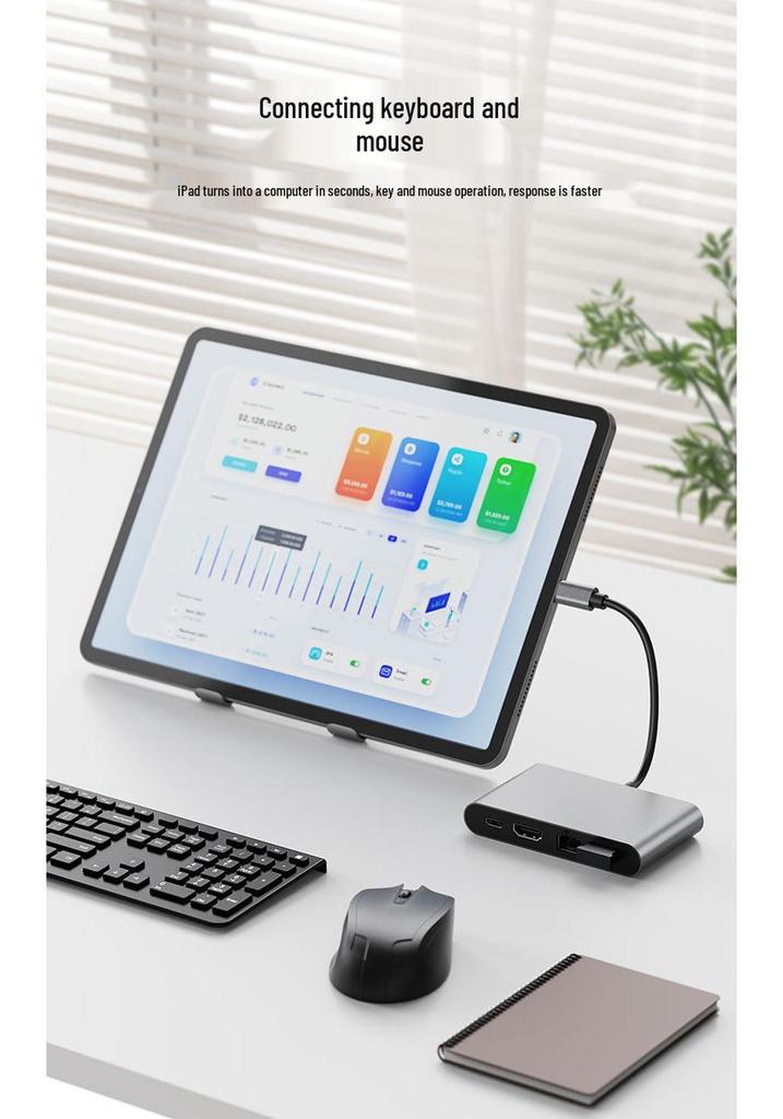 USB-C 4-in-1 Docking Station for Apple Laptop/iPad with HD Converter, USB 3.0 & 100M Network
