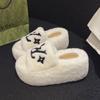 Thick bottom heightening fluffy slippers women's wear 2025 new autumn and winter Internet celebrity popular home fluffy cotton slippers