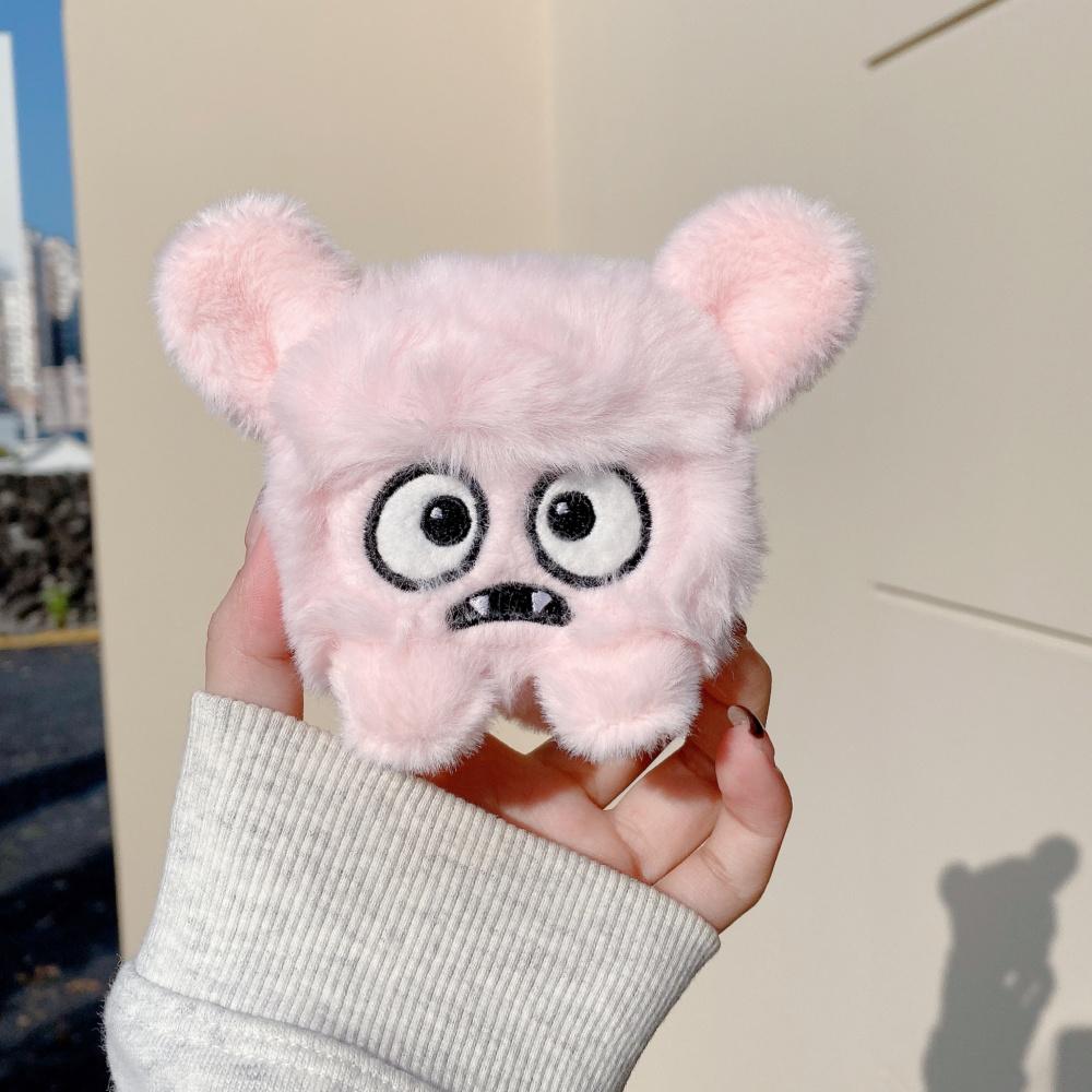 Kawaii 3D Große Augen Cartoon Monster Plüsch Kopfhörerhülle für Apple Airpods 2 3 4 Pro2 Pro3 Pro Niedliche Rosa Ohrhörer Stoßfeste Hülle