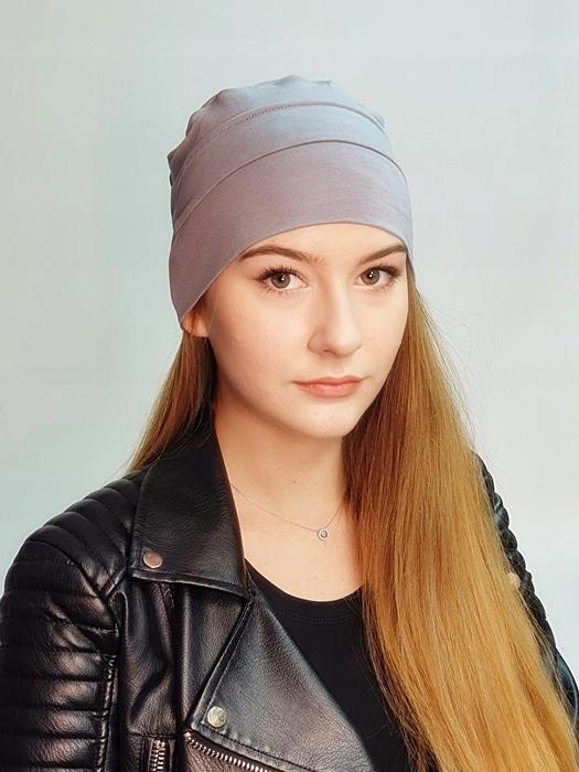 Celestyna Grey Cap Simple Sporty Turban Also After Chemotherapy