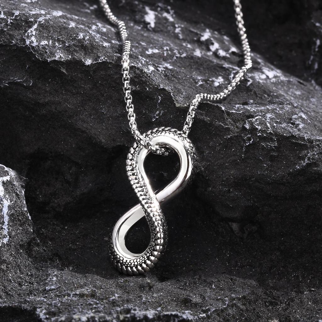 Vnox Vintage Color Infinite Symbol Snake Pattern Pendant Necklace Personalized 8-Shaped Animal Collar Jewelry