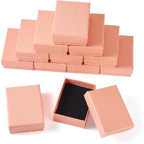 Craftdady 12 vnt. juodos mažos papuošalų dėžutės su deimanto raštu, kartoninės popierinės dovanų dėžutės su dangteliais, karoliukų pakabukai, auskarai, žiedai, tuščios vitrinos dėžutės