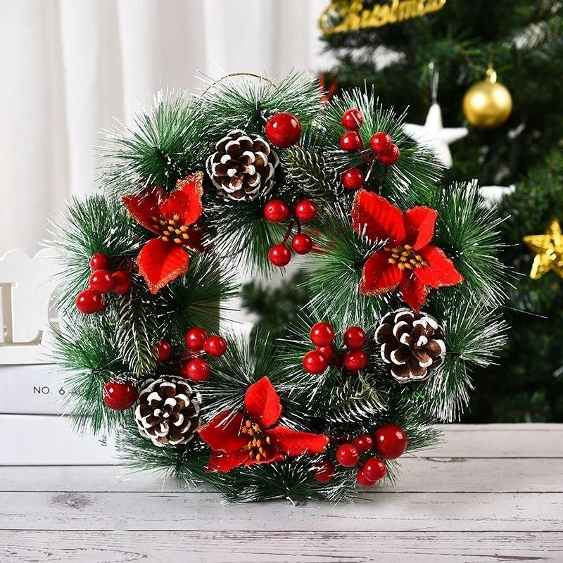 Christmas Wreaths Door Artificial Rattan for Home Window Wall Indoor Outdoor Christmas Decoration  Hanging Ornaments