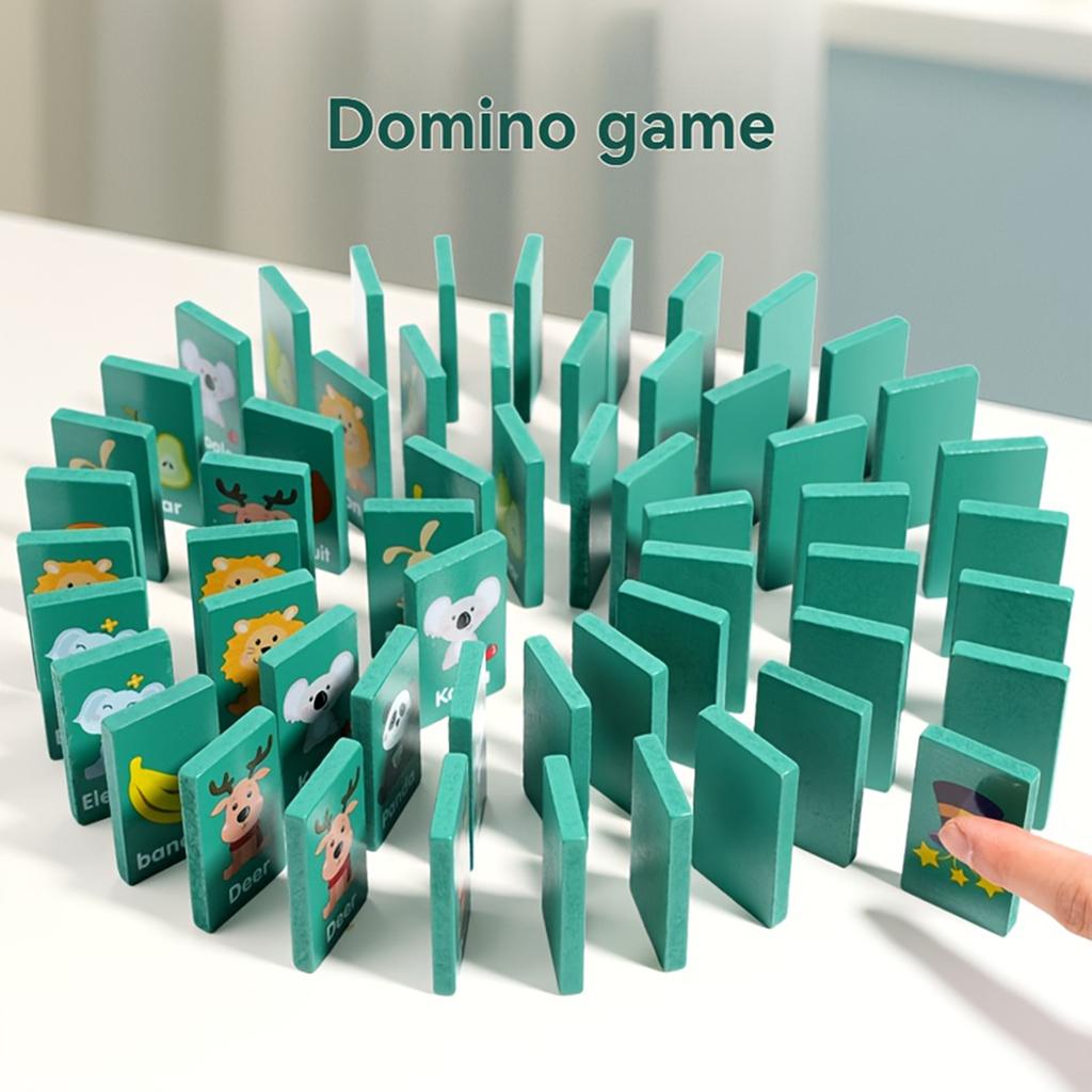 Wooden Dominoes Educational Toys, Suitable For Teenagers, Thinking Skills, And Are A Gift For Children's Entertainment, With Wooden Finish