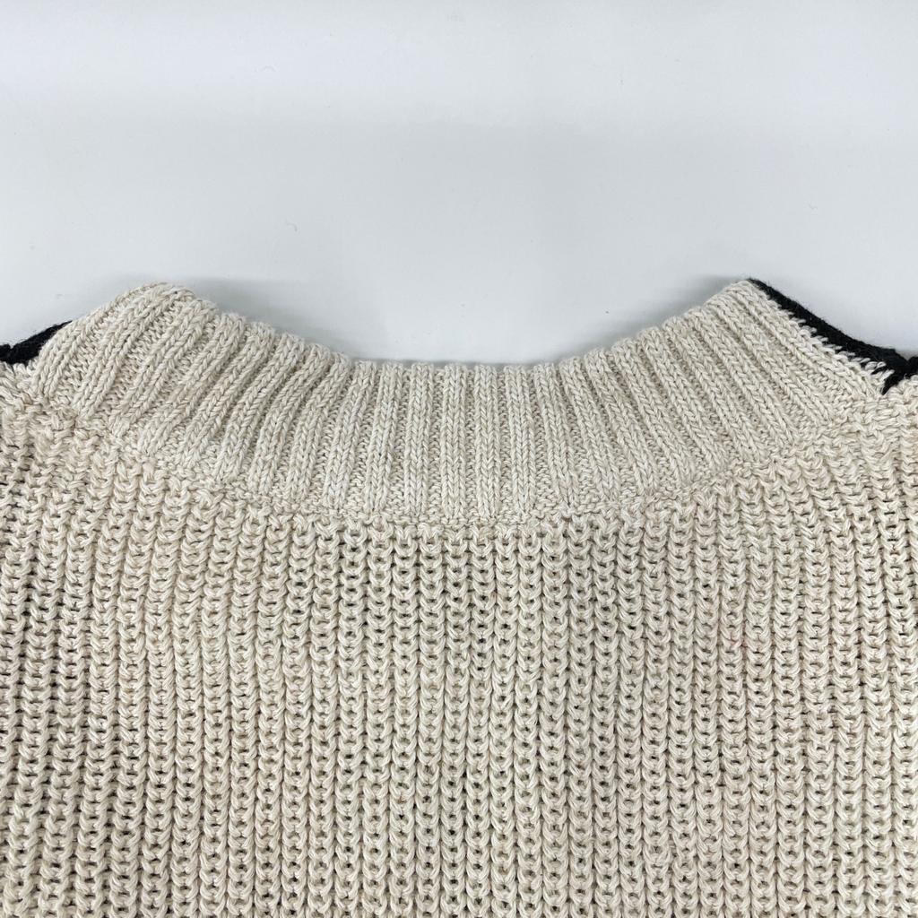 Adore 531-2170424 Beige X Black Linen Cable Knit Top Tops 38 Beige / blackUsed
