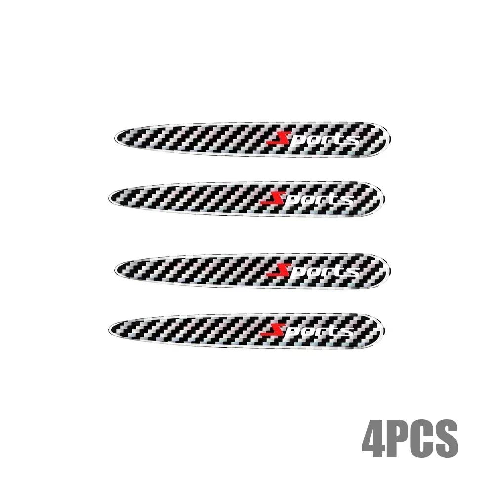

4 шт. Декоративная наклейка на дверь автомобиля, защитные наклейки на ручку автомобиля от царапин, спортивные наклейки из углеродного волокна, аксессуары для экстерьера автомобиля
