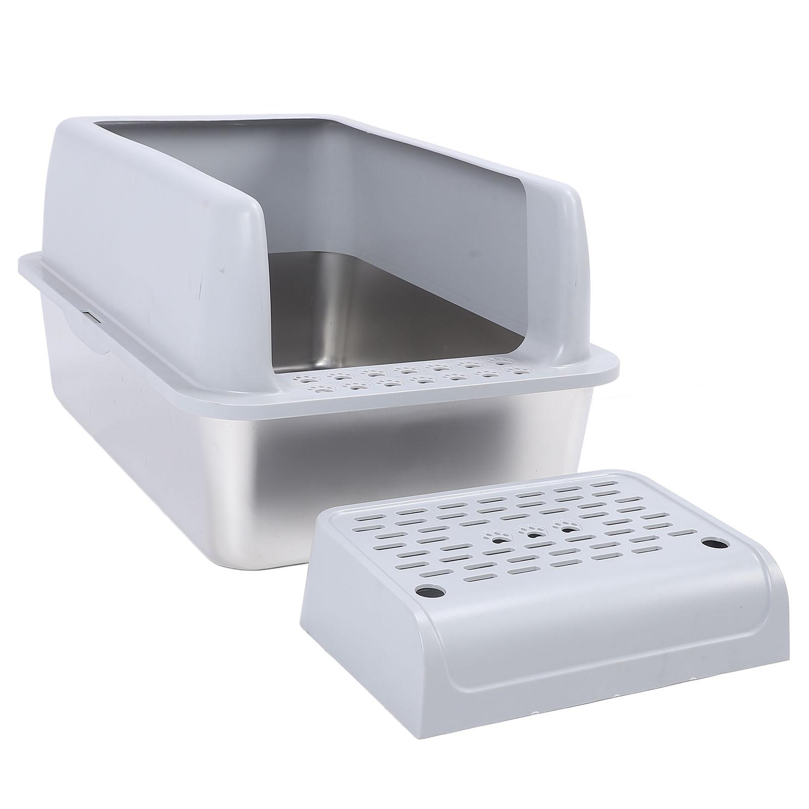 Stainless Steel Litter Box with Pedal Anti Splashing Enclosed Extra Large Cat Litter Box for Large Cats