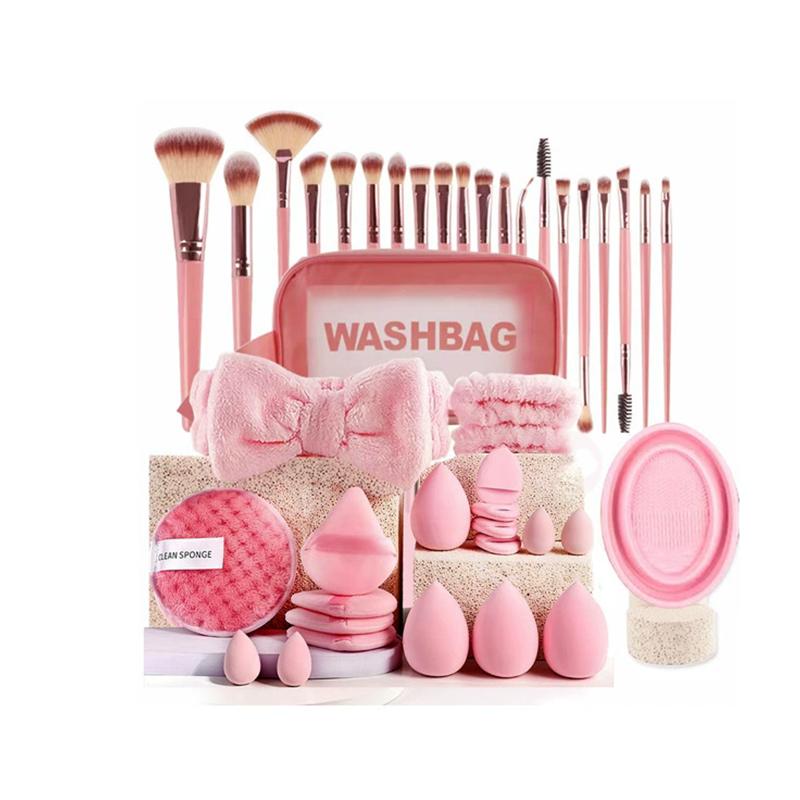 Multi-Piece Beauty Blender Set, Wet & Dry Makeup Sponge for Flawless Foundation, Cosmetic Blending Tool Kit розовый