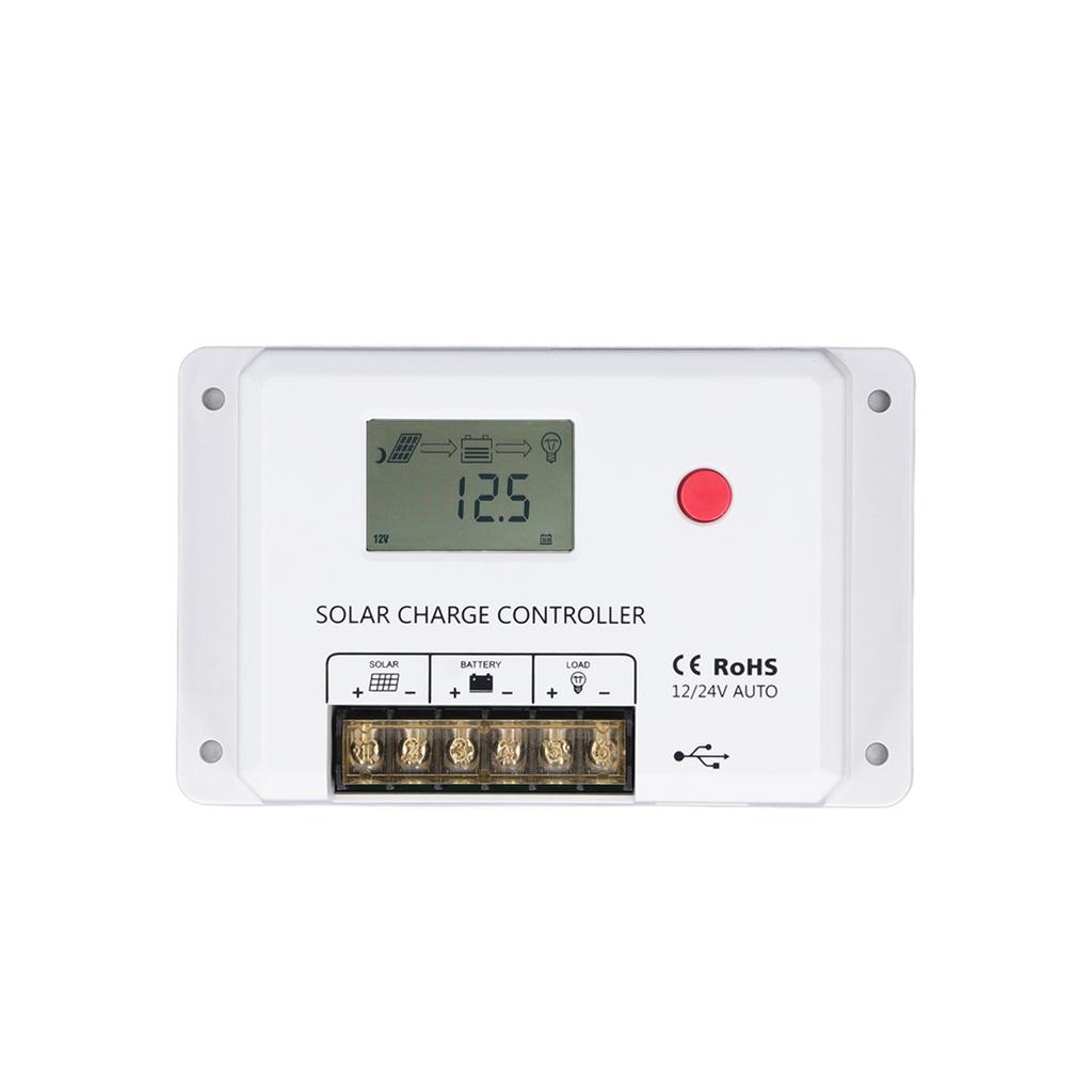 PWM Solar Charge Controller 30A Solar Panel Regulator White Energy Controller for RV Accessories