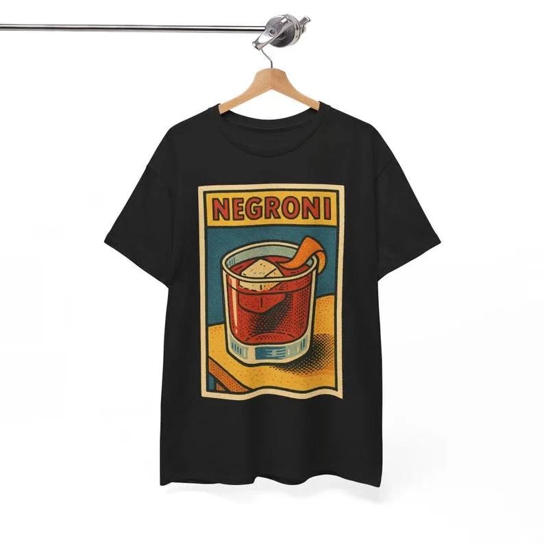 Negroni Shirt – Retro Cocktail Graphic Tee, Bartender Gift, Mixology Bar T-Shirt L