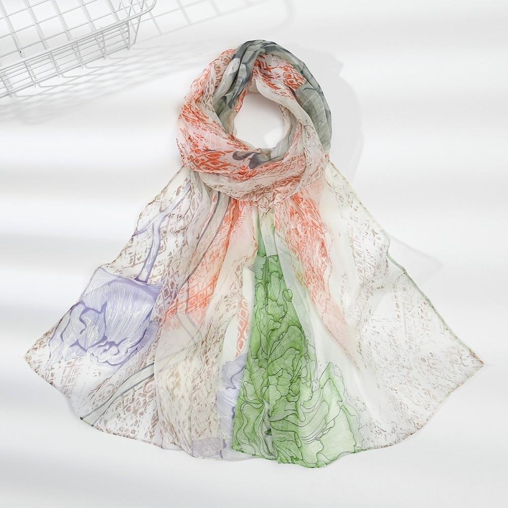 Print Pattern Chiffon Scarf Classic Style Sun Protection Scarf New Shawl Wrap Fashion Accessory