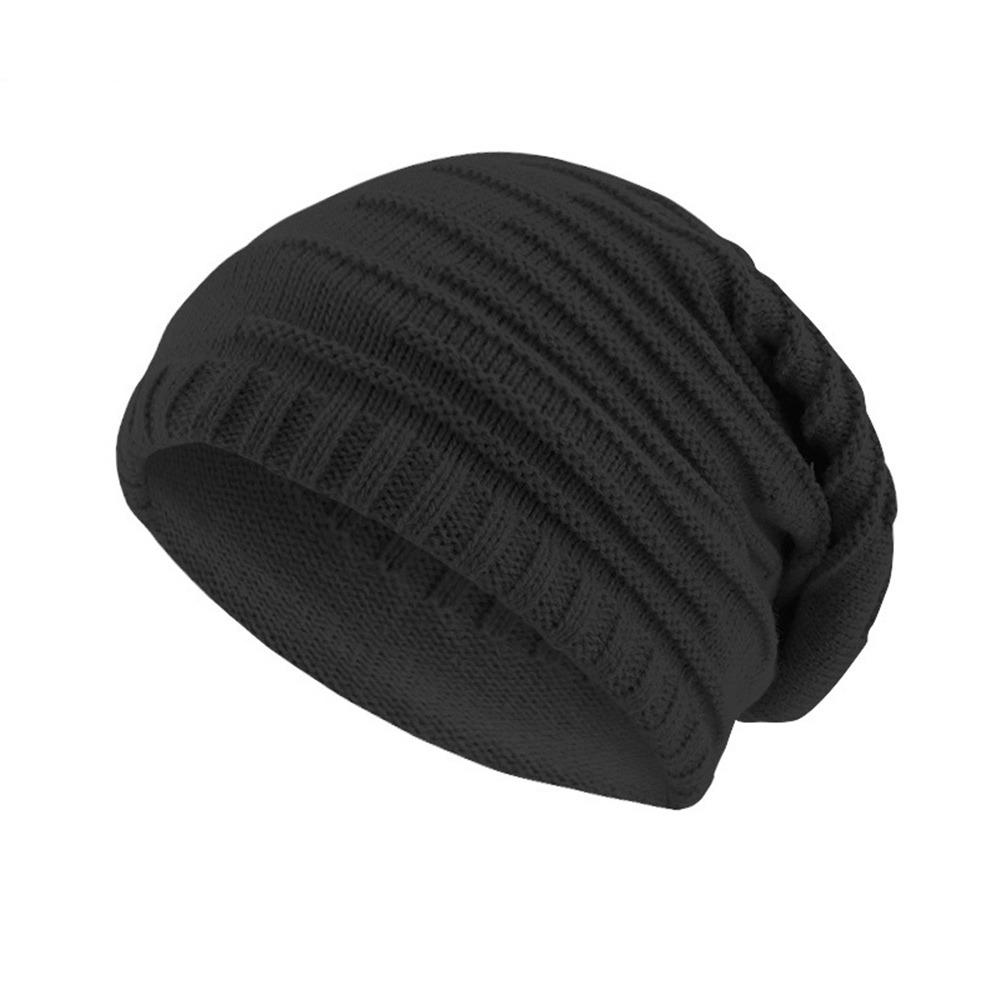 Lightweight Slouchy Beanie Stripe Knit Texture Unisex Beanie Cap Gifts Ear Protection Hat чёрный