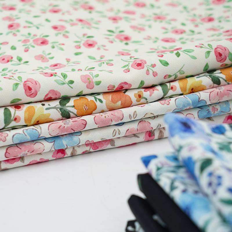 0.5m/1m/2m Soft Breathable Small Floral Print Chiffon Fabric for Summer Dresses Children's Clothing Skirts DIY Sewing Fabric