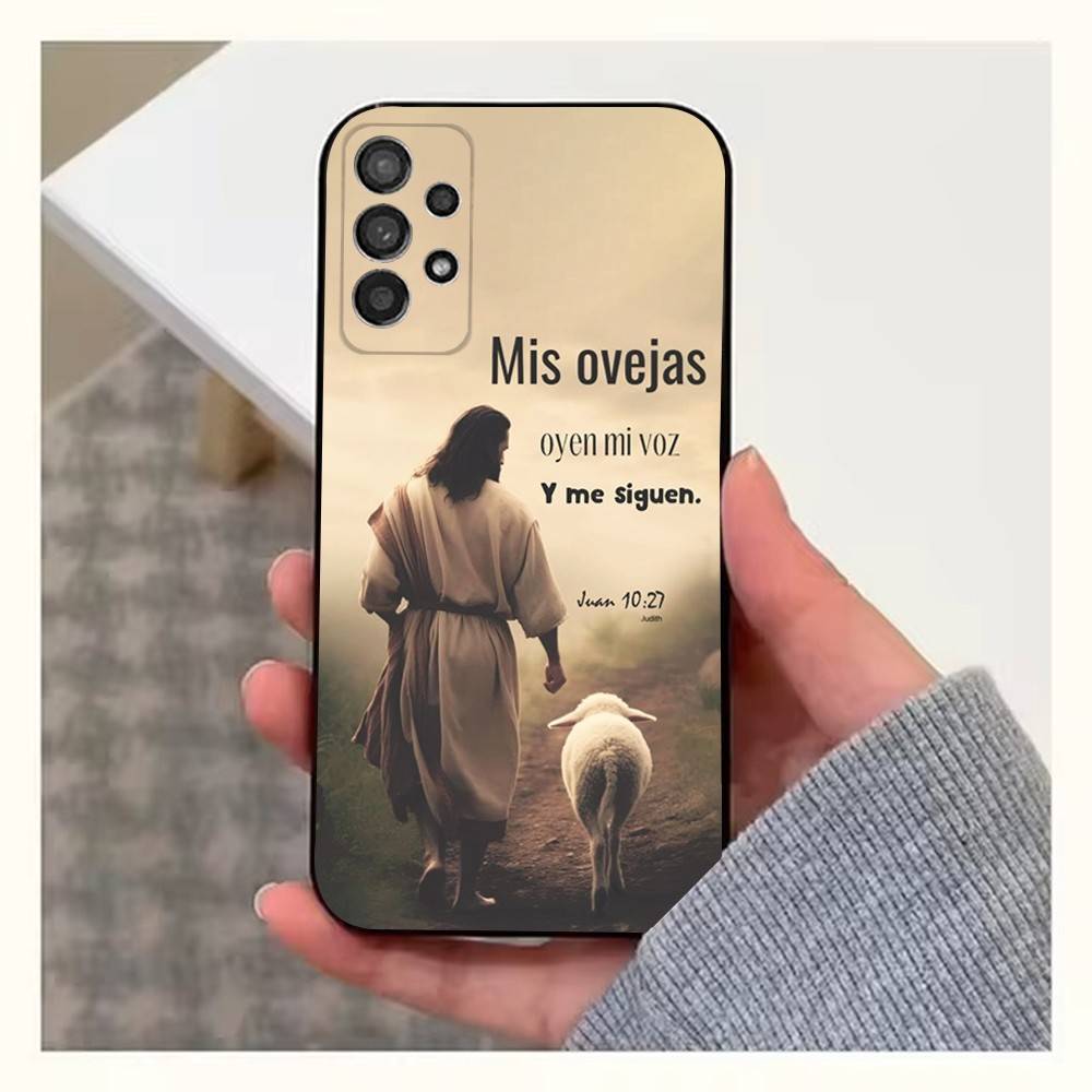 Spanish Bible Jesus Verse Phone For Samsung S25,S24,S23,S22,S20,S21,S10,Ultra,Plus,Lite,FE,Soft Silicone Black Cover