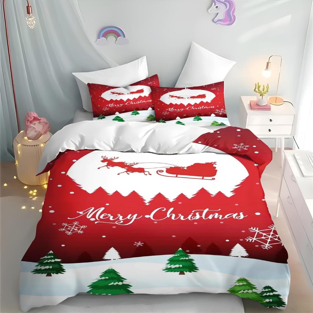 Christmas Quilt Cover, Cartoon Anime, Duvet Printed Comforter, Polyester Bedding, Twin Size, Children Gift, Various Sizes