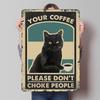Black Cat Coffee Warning Printed Poster Customized Wall Art Retro Vintage Metal Tin Signs for Gaming Room Decoration At Home