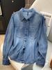 Women's Spring High-End Acetate Denim Long Sleeve Slim Fit Shirt