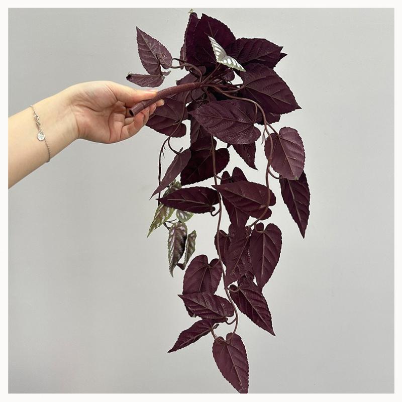 3pcs Cafe Decor Silk 38 Leaves Camellia Wall Hanging Artificial Plants Garden Decoration Simulation Perilla Leaf Green Plant