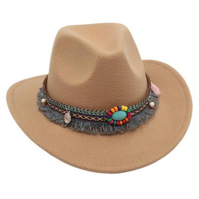 With Tassels Tibetan Style Top Hat Ethnic Style Jazz Fedora Hats  Ox Head Accessories