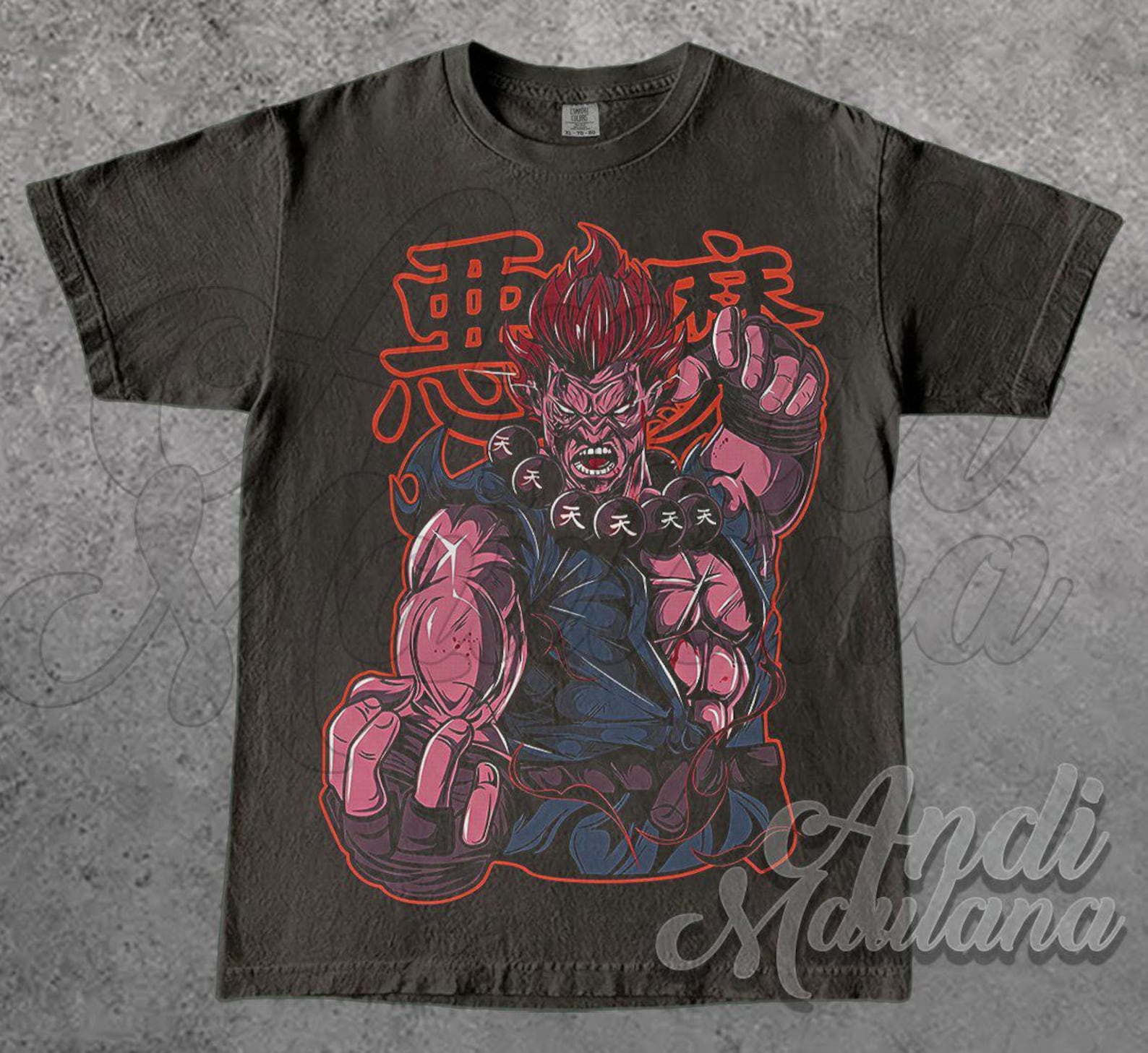 Akuma Street Fighter T-Shirt | Anime Punch Graphic Tee TNGN 2XL